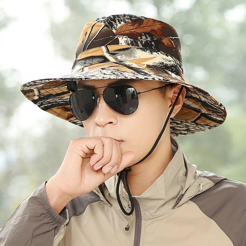 Hat Men's Summer Sunshade Sun Hat Outdoor Mountaineering Fishing Foldable Large Brimmed Fisherman's Hat Men's