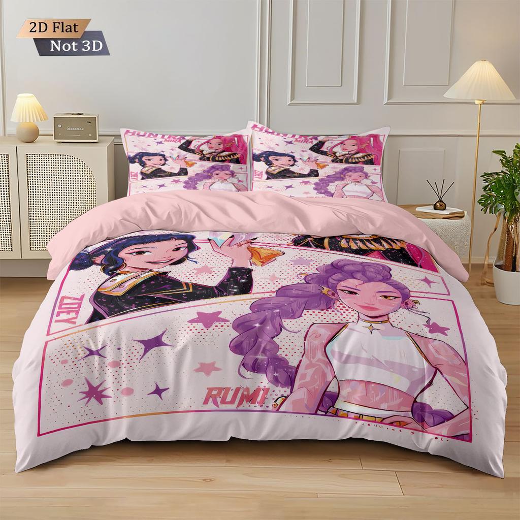 3pcsK-Pop Demon Hunters printed coreless down duvet cover set multi size bedroom bedding holiday decoration machine washable