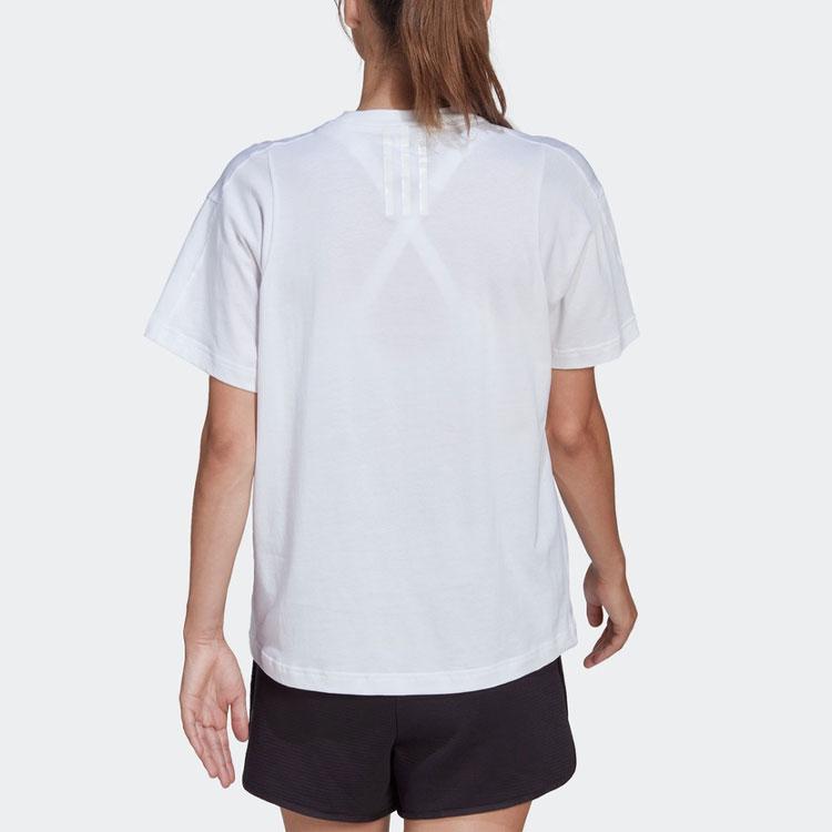 Adidas T Shirts Women's White Crew Neck Moderate Straight Fit HB1443