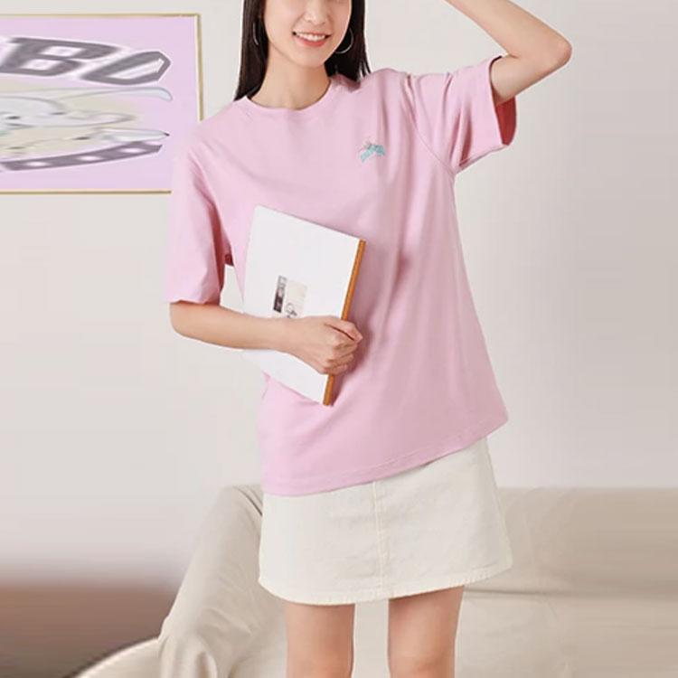 Li Ning X Disney Dumbo Series мультяшный принт спортивная футболка с круглым вырезом и коротким рукавом унисекс топы розовые AHSRB60-2