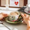 Retro Ceramic Cups And Saucers, Antique Oil Painting, Green Wind Chimes, Flower Coffee Cups And Saucers, Hepburn Style Afternoon Tea