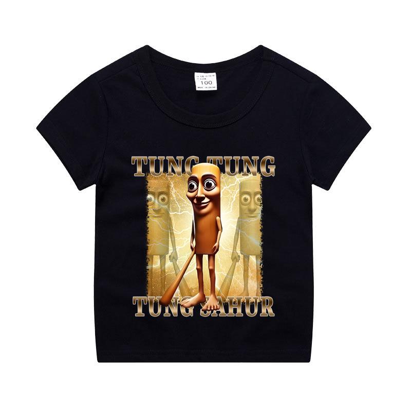 Итальянский Маразм Мальчик Девочка Хлопковая футболка Тунг Тунг Тунг Сахур Детская Летняя Одежда Смешной Мем Детские Топы с Коротким Рукавом Унисекс