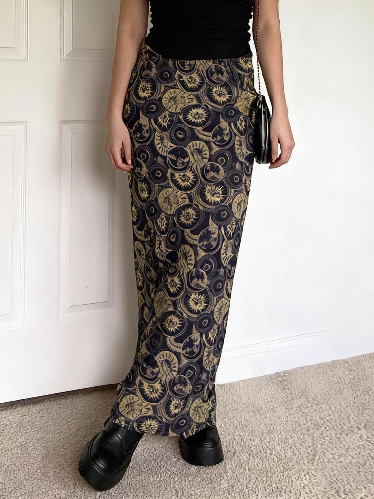 Винтажная европейская и американская ретро-юбка с круглым принтом, стройнящая