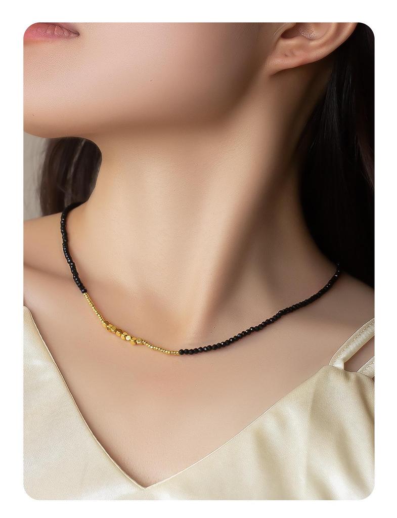 Маленький красный картофель Летняя горячая распродажа: Черное золото с бусинами - Роскошный, уникальный и легкий чокер