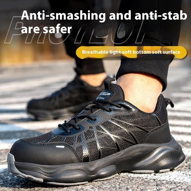 Конструкция Легкая Защитная Обувь Пластиковый Подносок Кроссовки Ботинки Мужская Летняя Дышащая Рабочая Обувь Промышленная Безопасность Теннисные Туфли