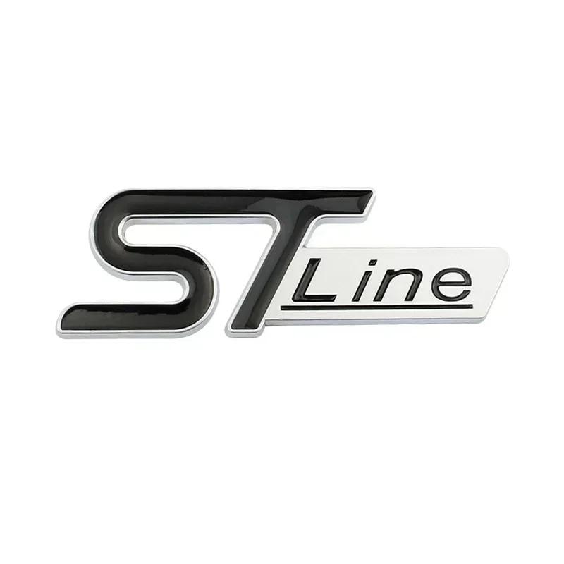 TQ012For FORD ST LINE Logo Front Grill Emblem Badge Car Rear Trunk Sticker Decals Focus Kuga Fiesta Mondeo ESCAPE Ecoboost