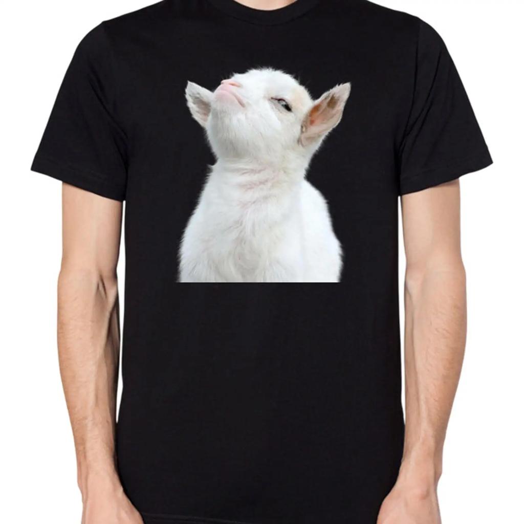 Cute Baby Goat T Shirt Funny Top Vintage Slightly Casual Homme Fashion Comfortable Top For Everyday Wear Stylish
