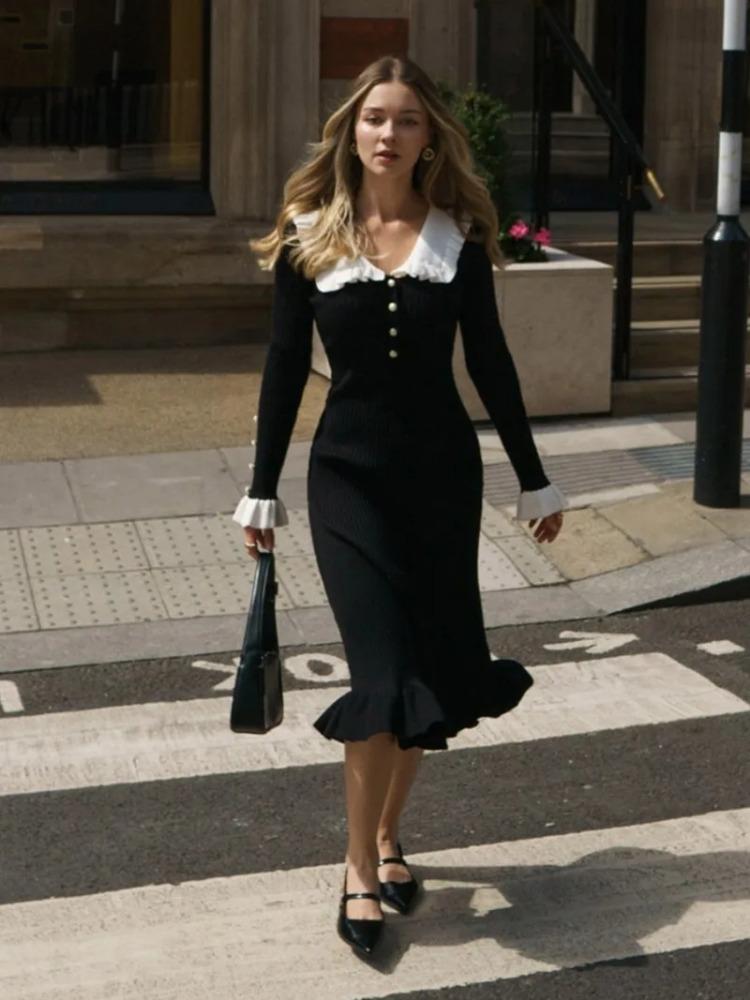 Платья макси с высокой талией и оборками для женщин, трикотажное облегающее длинное платье, женское винтажное платье, женское ретро, элегантное