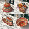 Rainbow color bucket hat women's summer thin sunscreen sun hat handmade straw hollow straw hat women's versatile tide