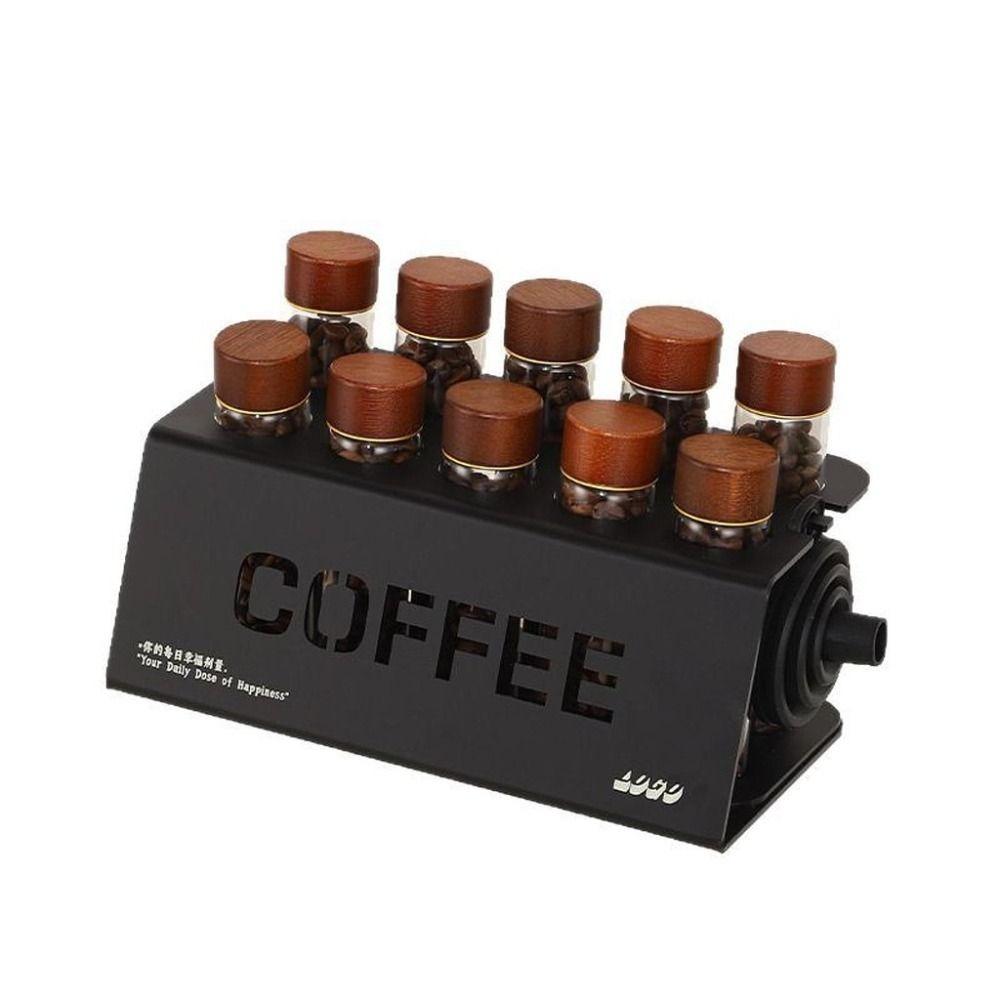 High Quality Metal Coffee Cell Stand with 10 Holes Coffee Bean Separator Storage Layer Glass Placement Display Rack