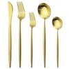 5 шт./компл., золотой набор столовой посуды, матовый набор столовых приборов из нержавеющей стали 18/10, нож, вилка, ложка, набор посуды, вечерние, кухонный набор столового серебра