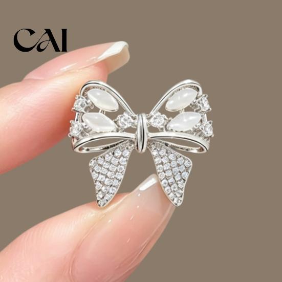 Decorative Bow Brooch Rhinestone Brooch, Cat Eye Stone Bowknot Lapel Pin, Sweater Metal Pin Cardigan Coat Suits Clothing Accessories, Jewelry Gift