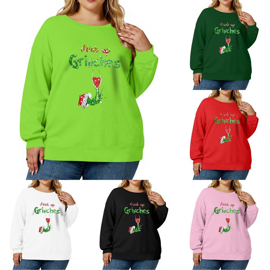 Women's Fashionable Casual Plus-Size Long Sleeve Pullover Printed Sweatshirt