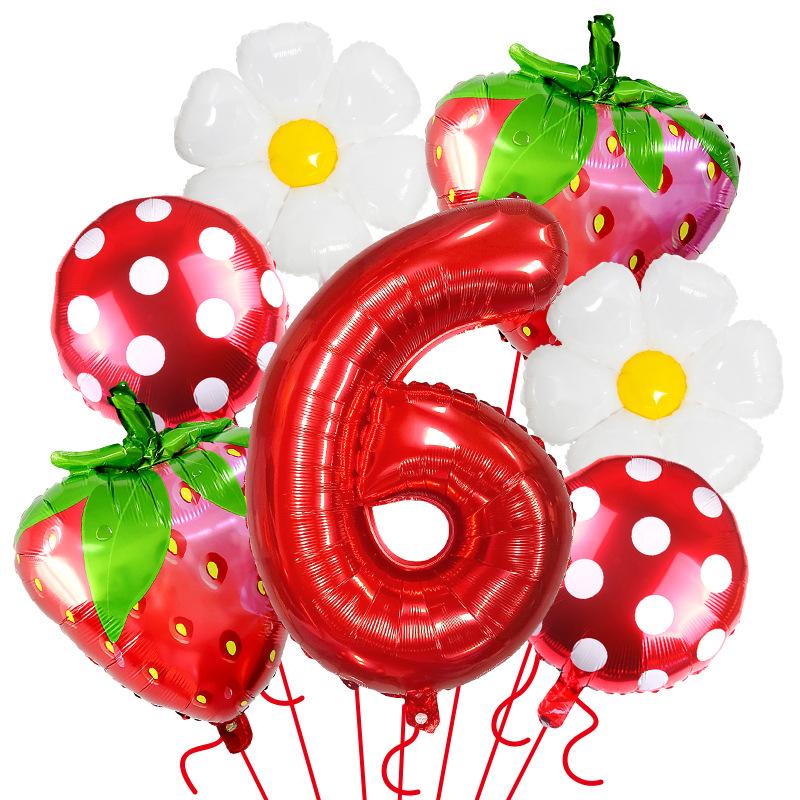 Fruit Series Gradual Change Strawberry Balloon Set Hawaiian Party Decoration Anniversary Decoration Birthday Balloon