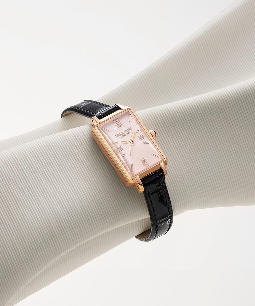 Lollalojeu Ms. Lola Pink Acetate Leather Watch Milanese Strap Gift Set