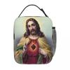 Изолированная сумка для ланча Католический Иисус Христос Святое сердце Иисуса Религиозное хранение Ланч-бокс Харадзюку Сумка-холодильник Термо-ланчбокс