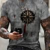 Men's T-shirt 3d Vintage Compass Pattern 3d Print T-shirts Men Women Fashion T Shirt Hip Hop Tops Tees Outdoors Clothes Male