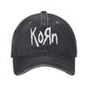 Бейсболка с логотипом Korn, винтажная, потертая джинсовая, стиль кепки от солнца, для тренировок на открытом воздухе, мягкая кепка без формы