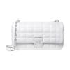 MICHAEL KORS Tribeca Silver Hardware Leather Crossbody Shoulder Bag Large Women's White