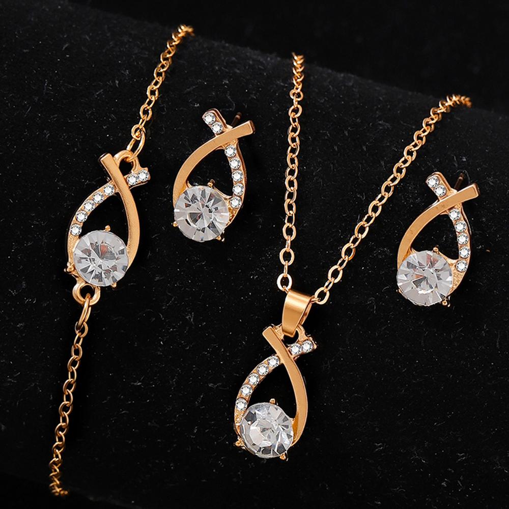Набор женских циркониевых украшений из 4 предметов, Женский модный повседневный набор с ожерельем-браслетом-серьгами из водяных бриллиантов, Подходит для повседневной носки, Подарок для