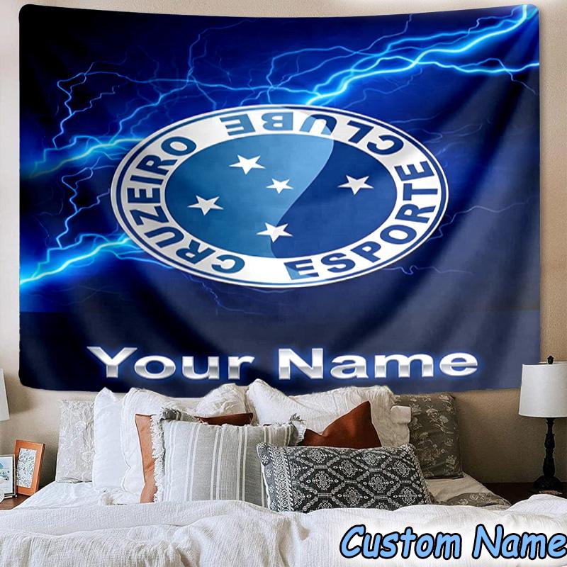 Custom Name Cruzeiro Esporte Club Crest Printed Tapestry, for Bedroom,Livingroom, dormitory, Large Wall Decor, Fabric Decor Fan Birthday Gifts