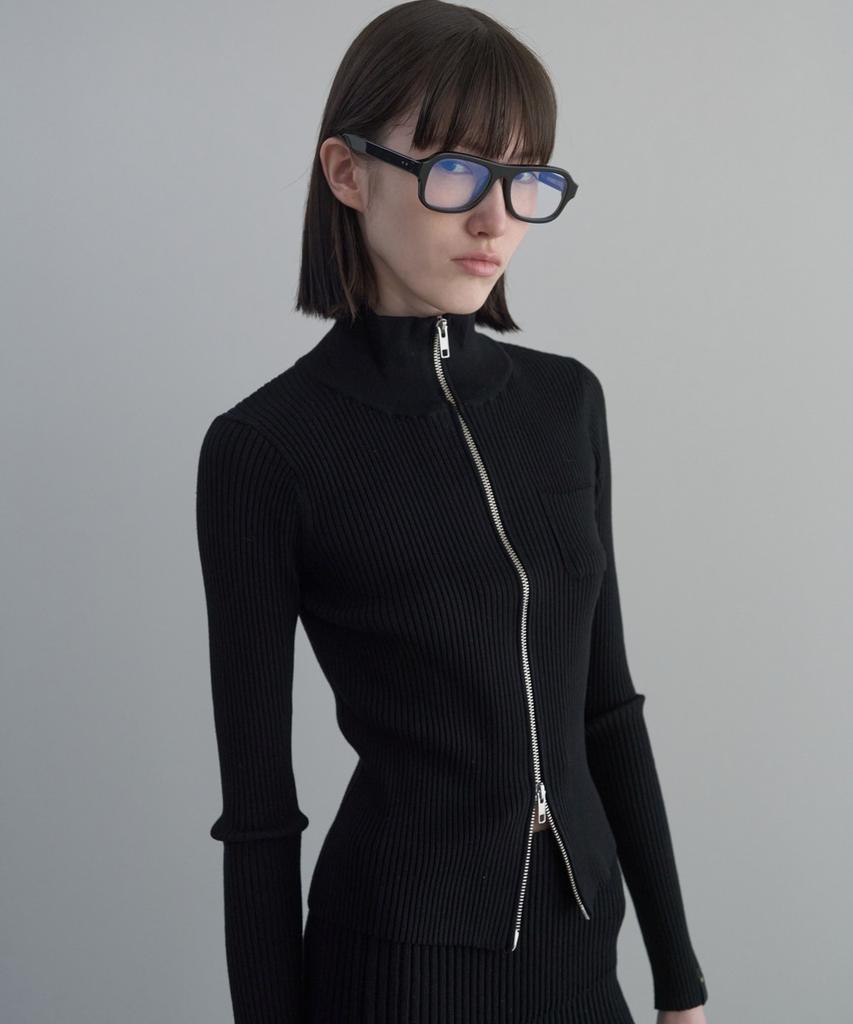 Deeto Ribbed Zip-Up [Black]