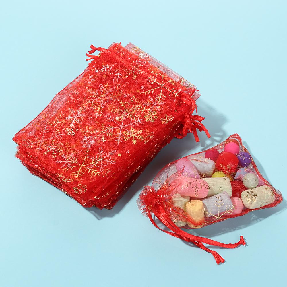 Strap Snowflake Design Organza Bags Drawstring Candy Pouch Gift Pouches Jewelry Packaging Bags