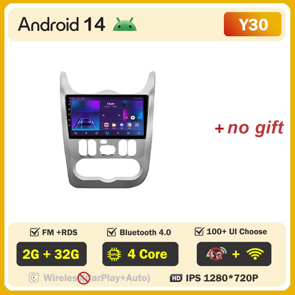 Для Renault Logan 1 Sandero 2009-2015 Largus Dacia Duster Автомобильный мультимедийный видеоплеер с сенсорным экраном Android 14 Авторадио 5G Wifi