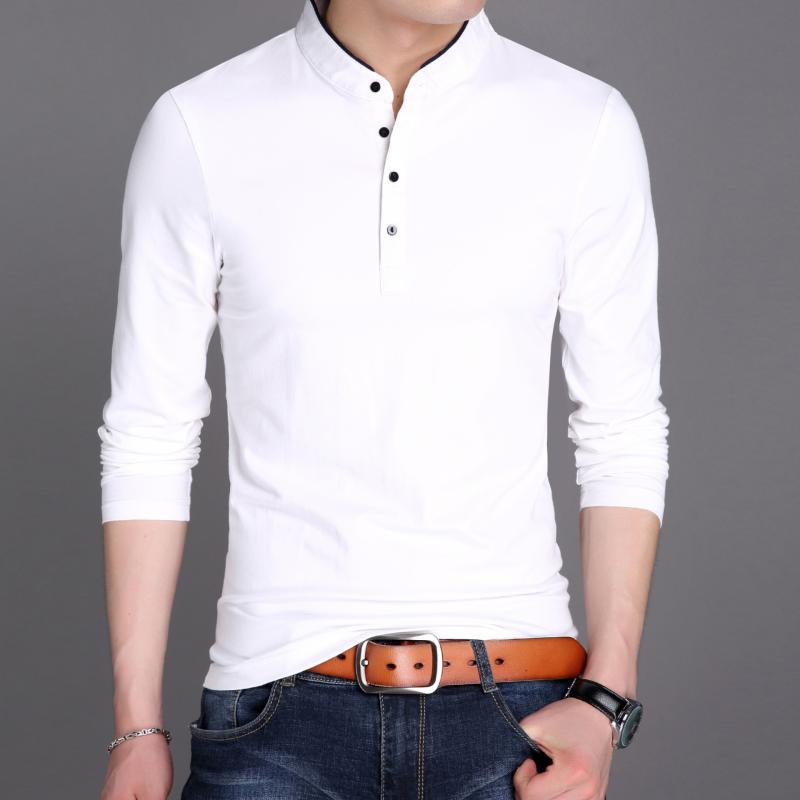 Мужская деловая повседневная футболка-поло с длинным рукавом, летняя удобная и дышащая однотонная футболка