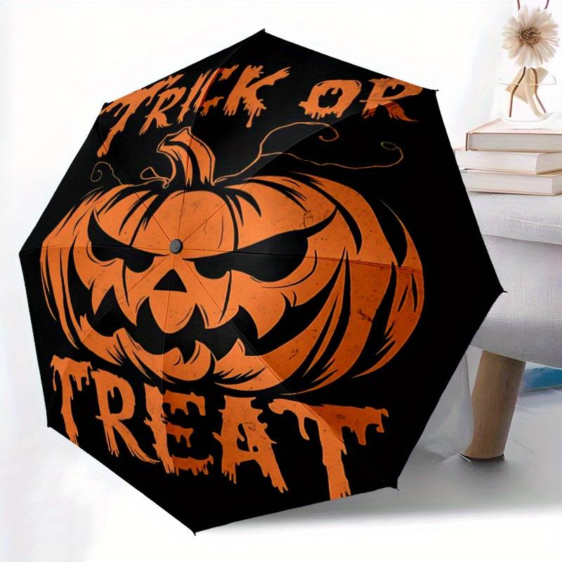 1pc Halloween Trick or Treat Automatic 3-Fold Umbrella Design, Cute Cartoon Pattern, Portable Outdoor Umbrella, Perfect, Holiday Gift for Disney