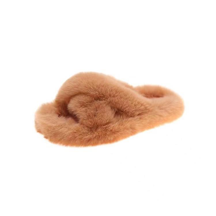 Mao Mao slippers women wear Internet celebrity plus size 2020 new autumn and winter warm outer wear cross Mao Mao slippers