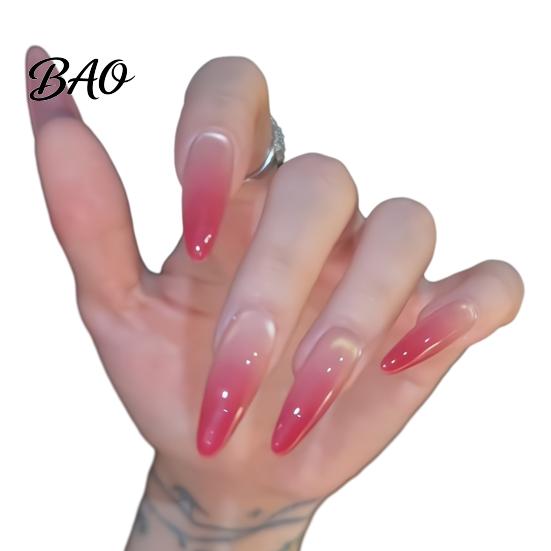 Salon Quality Fake Nails 10Pcs Cats Eyes Press on Kit, Glossy Almond Stick-on Nails, Long Glue False for Women Girls Press-on