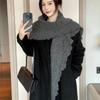 Ruffled Edge Knitting Scarf Soft Breathable Hollow Scarf Triangular Scarf  Spring Autumn Winter