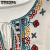Women's Long Sleeve Round Neck Boho Dress Ethnic Long Embroidered Cotton Seaside Vacation Dresses