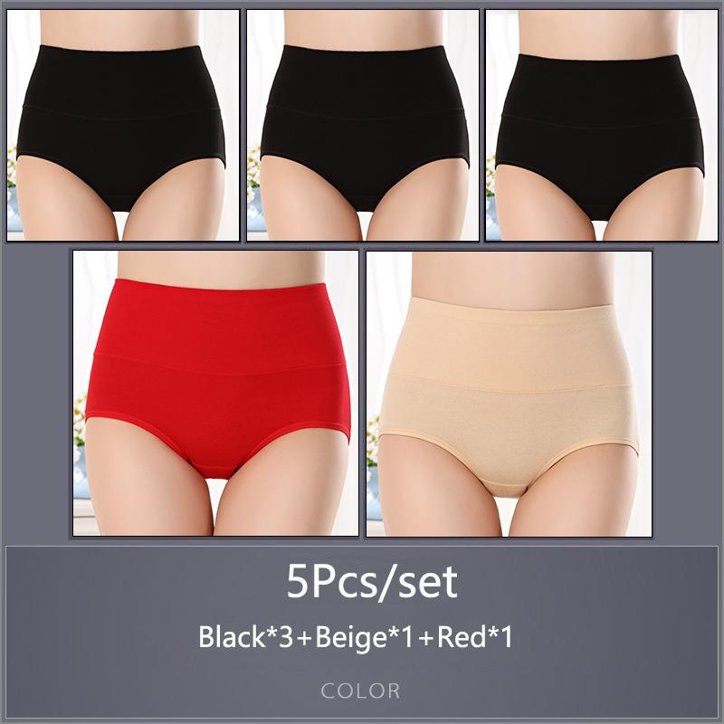 5 шт./компл. женские хлопковые трусики с высокой талией, мягкое дышащее удобное нижнее белье, большие размеры M-XXXXL