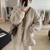 Lamb Wool Coat Women's Winter New Loose and Slimming Stand Up Collar Design Sense Niche Age Reducing Thick Coat