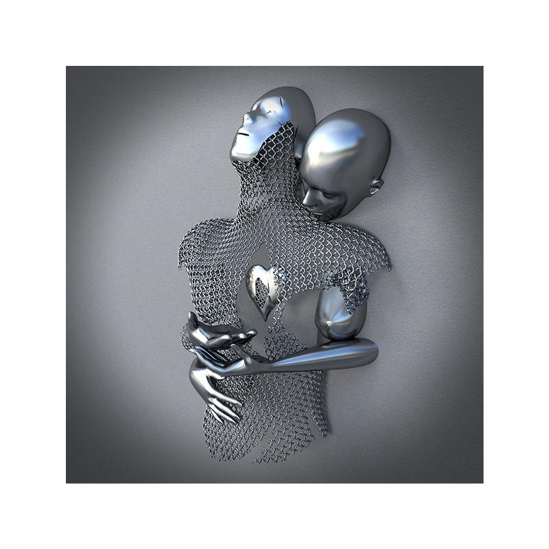 Золотая металлическая фигура статуя обнимает художественный постер, украшение дома, высокое разрешение, покраска распылением, безрамная основа для холста