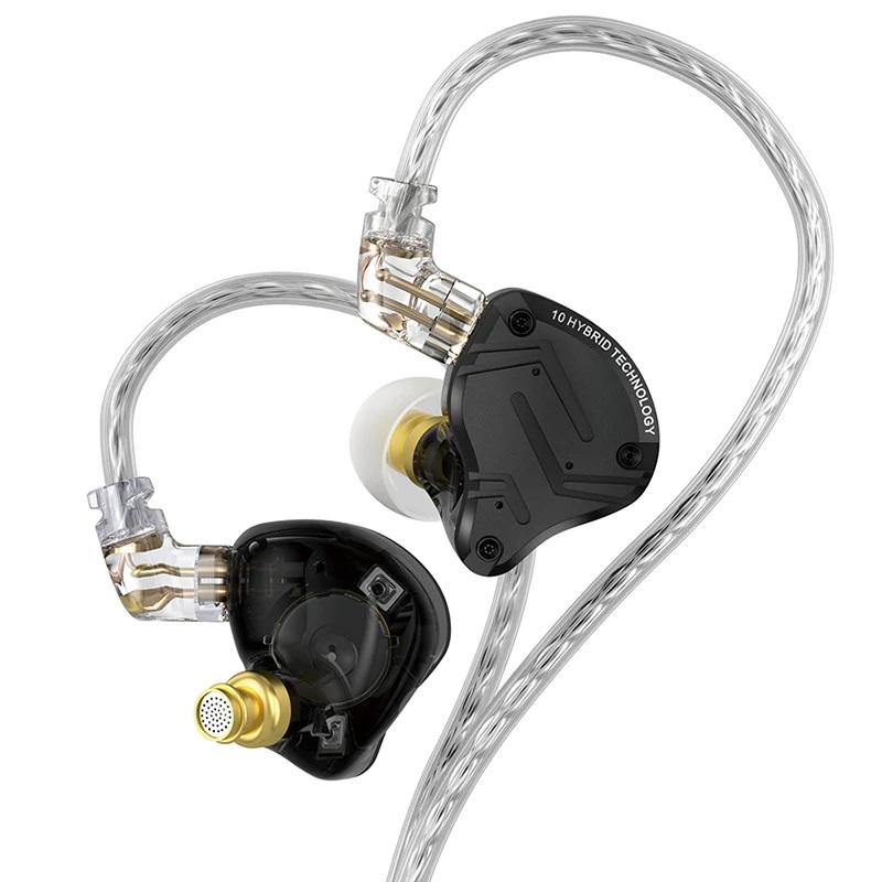 Гибридные вакуумные наушники KZ ZS10 Pro X с микрофоном Черный