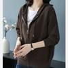 Hooded Sweater Jacket for Women Loose Large-sized Knitted Cardigan Solid Color Casual Sweater Jacket