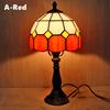 Handmade Stained Glass Table Lamp E27 Retro Lampshade Mediterranean Style Table Light Bedroom Bedside Nightstand Decor Lighting