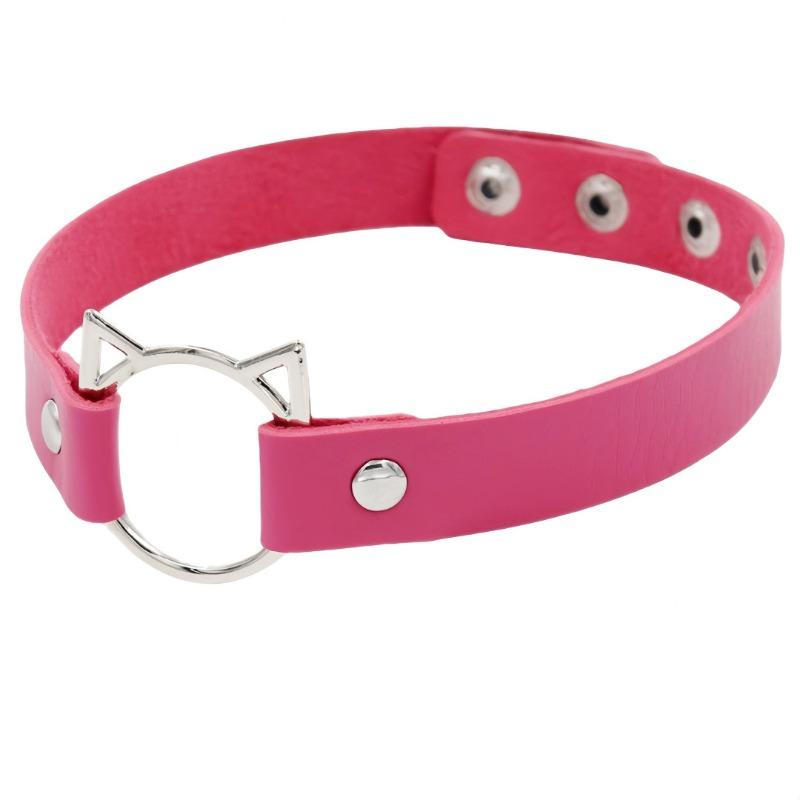Eco-friendly PU Leather Japanese and Korean Harajuku Punk Soft Girl Cat Head Women's Collar Neck Strap Collarbone Chain Necklace