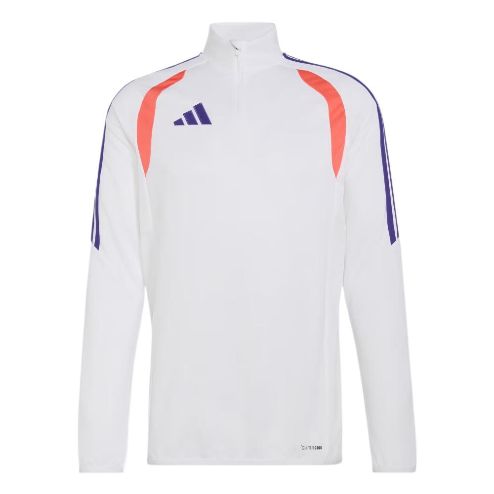 Men's Adidas Soccer Jerseys Men's White/Pure Purple/Semi-Turbo Stand Collar Moderate