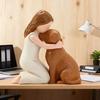 Girl Hugging Pet Dog Miniature Statue Decorative Resin Ornament Loss of Pet Sympathy Gift for Animal Pet Lover Present