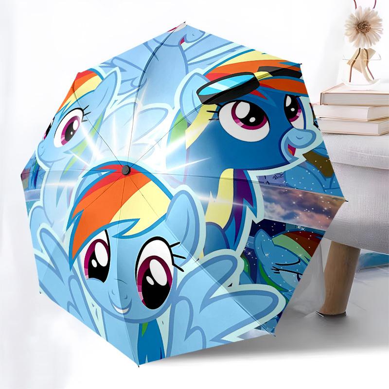 Радуга Дэш, My Little Pony Автоматическое Открытие и Закрытие, Портативный Зонт с 8 Ребрами, Подходит для Мужчин и Женщин в Любое Время Года Pe
