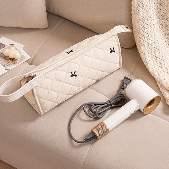 Стеганый дорожный чехол Портативный большой вместимости Застежка-молния Сумка для хранения Фен Инструменты для укладки Легкий Портативный