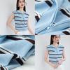 VICTORIA&VERA Women's French Striped Sleeveless Polo Knit Top