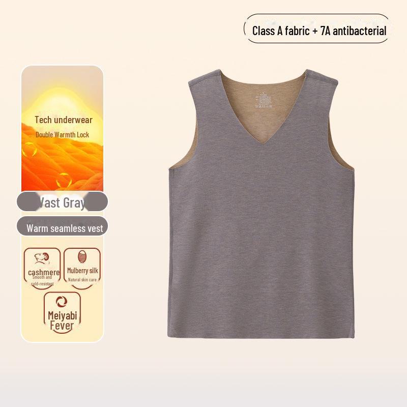 Бесшовный антибактериальный бархатный кашемировый теплый жилет класса А для мужчин