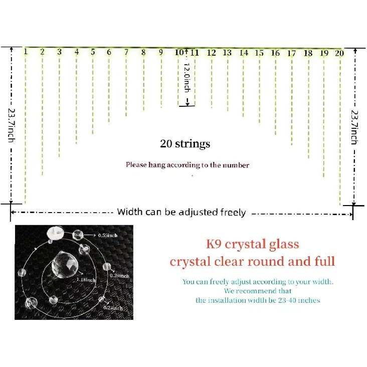 Хрустальная шторка из 20 нитей, Арочная дверная шторка, Подвесной разделитель комнаты для дверного проема, Подходит для дома, кофейни, спальни, ресторана.
