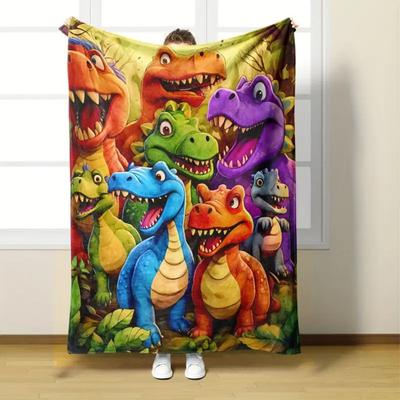 Детское фланелевое одеяло с красочным узором улыбающегося динозавра, рождественское одеяло, легкое, теплое, одеяло с животными