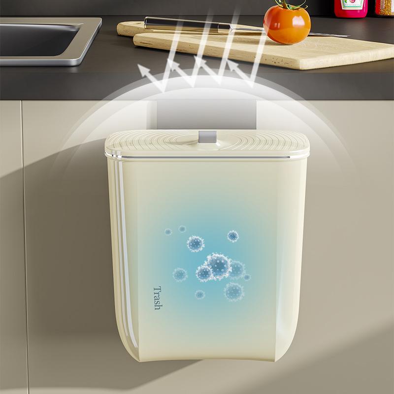 Hanging Trash Can for Kitchen Cabinet Door with Lid,Wall Mounted Counter Waste Compost Bin